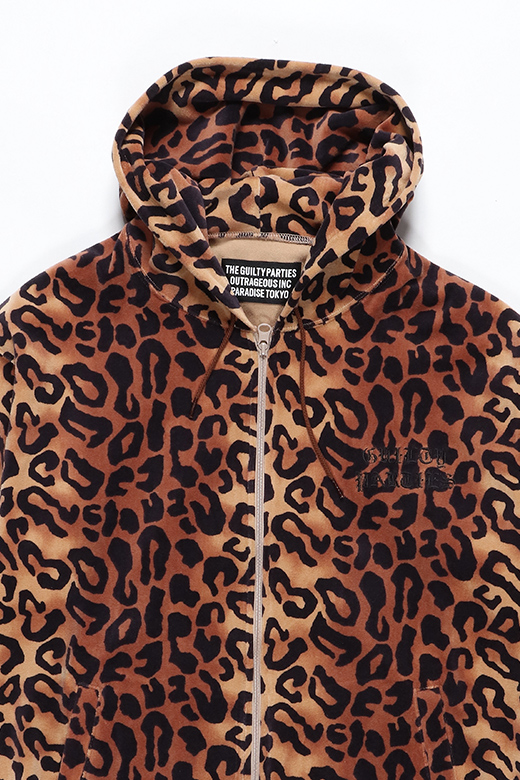 LEOPARD VELOUR HOODED JACKET